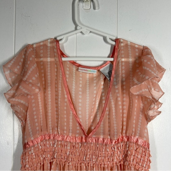 Mary Kate & Ashley Peach Sheer Short Sleeve Dress 10/12 - Picture 5 of 7